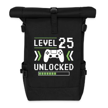25. Geburtstag Level 25 unlocked - Rolltop Rucksack - Schwarz - Vorne