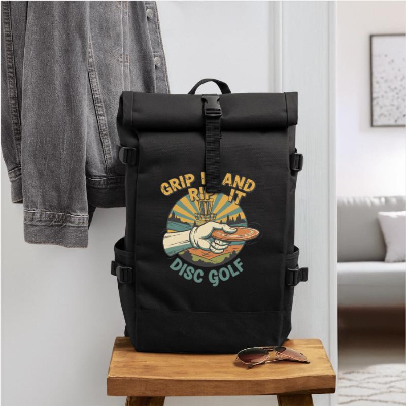 Grip It And Rip It Disc Golf Flying Disc Roll Top Backpack