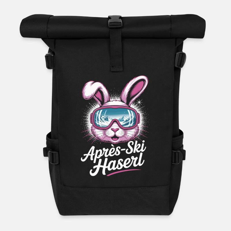 Apres Ski Haserl Hüttengaudi Skifahrerin Skihaserl - Rolltop Rucksack - Schwarz