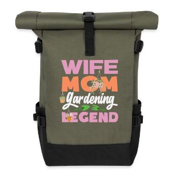 Wife Mother Gardening Legend - Roll Top Backpack - olive/black - Front