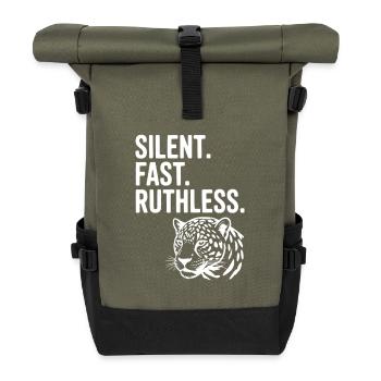 Silent. Fast. Ruthless. - Roll Top Backpack - olive/black - Front