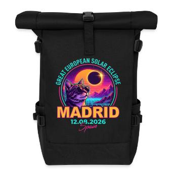 Solar Cat Madrid Eclipse 2026 - Roll Top Backpack - black - Front