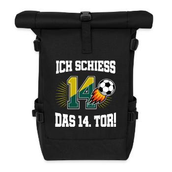 I Shoot 14th Goal Funny 14th Birthday Football - Roll Top Backpack - black - Front
