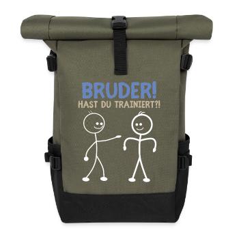 Strichmännchen HAST DU TRAINIERT LUSTIG - Rolltop Rucksack - Olive/Schwarz - Vorne