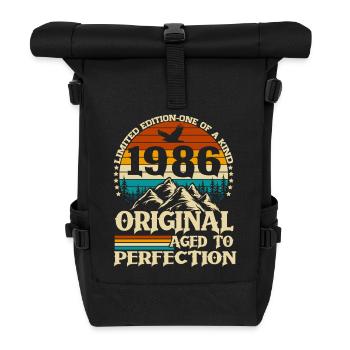 Original 1986 Jahrgang Retro Geburtstag Geschenk - Rolltop Rucksack - Schwarz - Vorne
