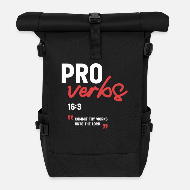 Überlasse deine Werke dem Herrn Sprichwörter 16,3 Bibel - Rolltop Rucksack - Schwarz