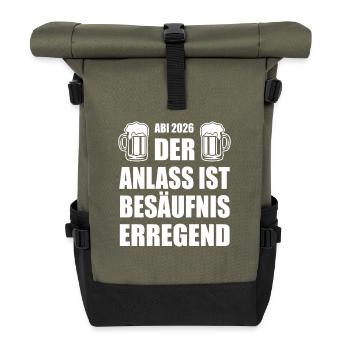 Abi 2026 | Der Anlass ist besäufniserregend - Rolltop Rucksack - Olive/Schwarz - Vorne