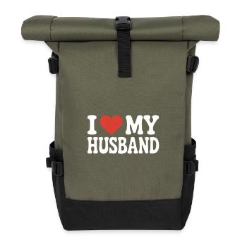 Ich liebe meinen Mann - Rolltop Rucksack - Olive/Schwarz - Vorne