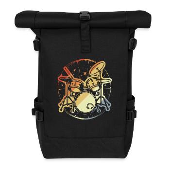 Drumset Vintage Look - Rolltop Rucksack - Schwarz - Vorne
