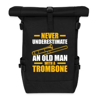 Vieil homme avec un tromboniste tromboniste - Sac à dos roll top - noir - Devant