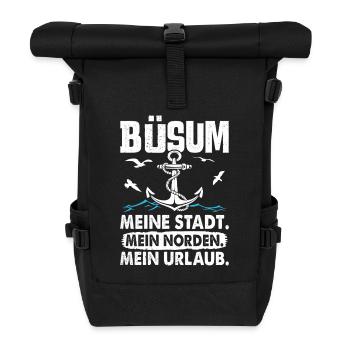 BÜSUM MEINE STADT MEIN NORDEN MEIN URLAUB Lustig - Rolltop Rucksack - Schwarz - Vorne