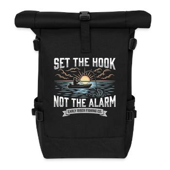 Set The Hook Not The Alarm Angler Sonnenaufgang - Rolltop Rucksack - Schwarz - Vorne