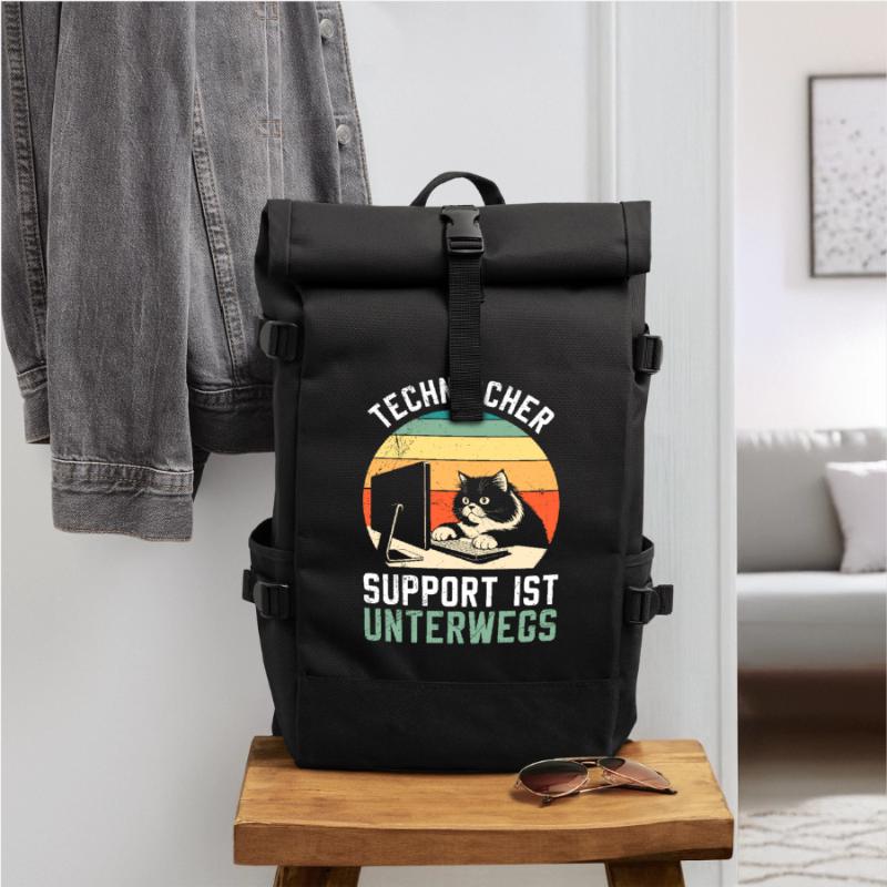 Computer TECHNISCHER SUPPORT IST UNTERWEGS LUSTIG Rolltop Rucksack