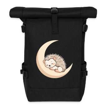 Moon Sleep Hedgehog - Roll Top Backpack - black - Front