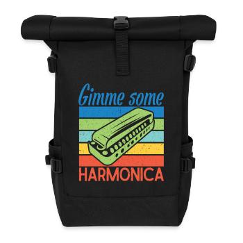 Funny Harmonica Player Gimme Some Harmonica - Rolltop Rucksack - Schwarz - Vorne