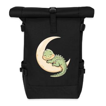 Moon Cuddle Dragon Sleep Dream - Roll Top Backpack - black - Front