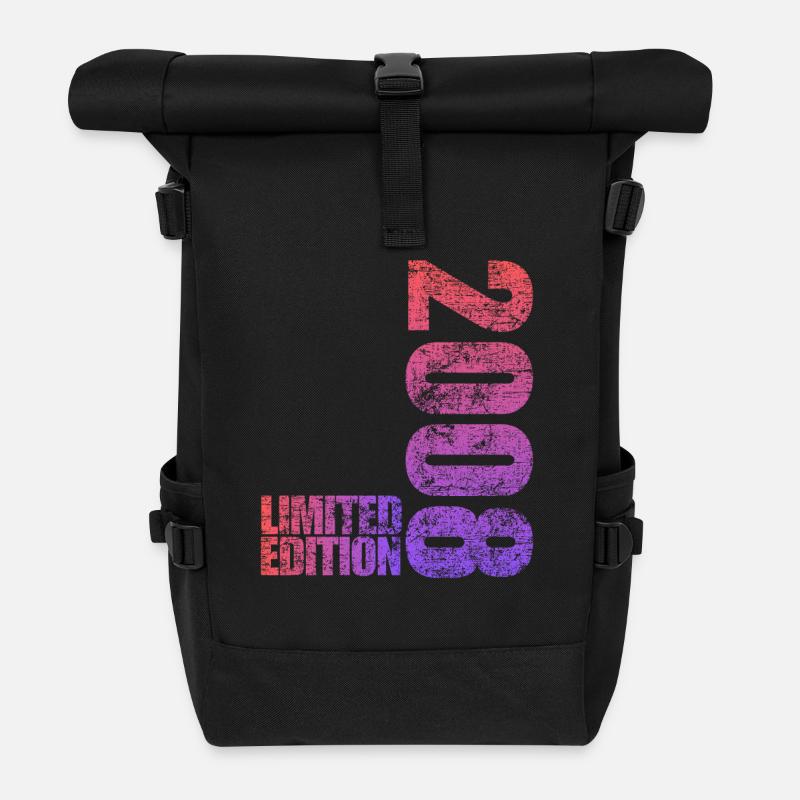 Limited Edition 2008 18. Geburtstag Geschenk - Rolltop Rucksack - Schwarz