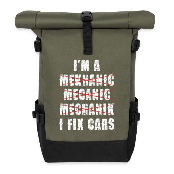 Humour de mécanicien de voitures Je répare - Sac à dos roll top - olive/noir - Devant
