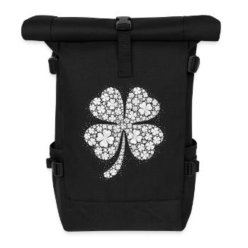 Vierblättriges Punktdesign Kleeblatt - Rolltop Rucksack - Schwarz - Vorne