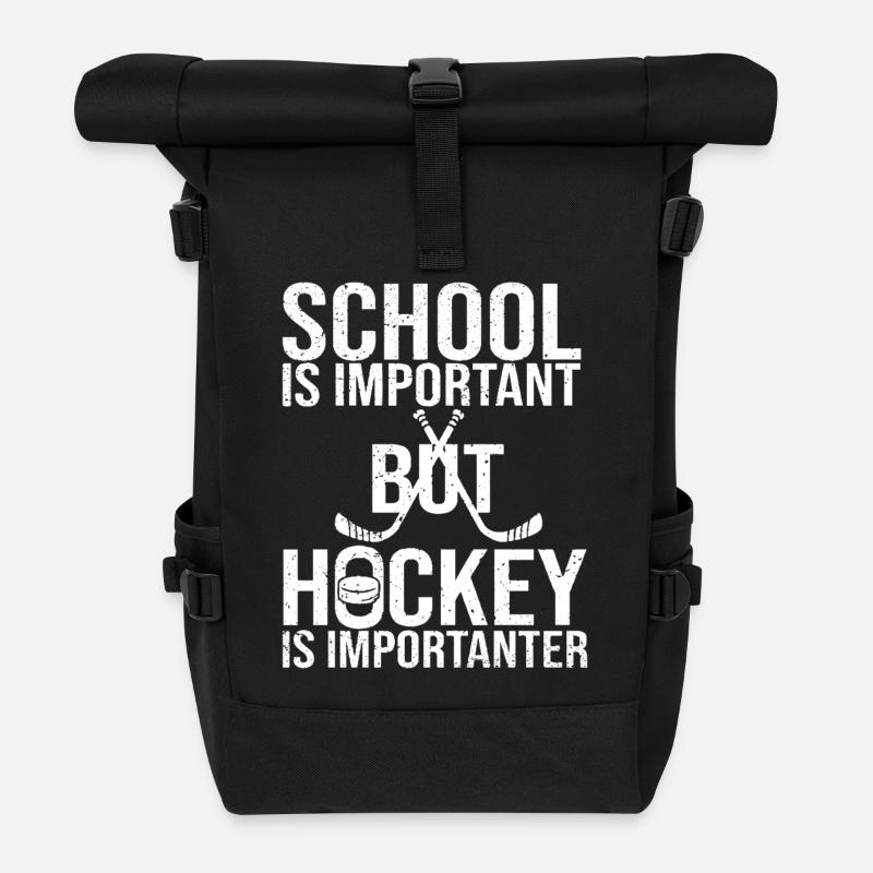 School Is Important But Hockey Is Importanter - Rolltop Rucksack - Schwarz