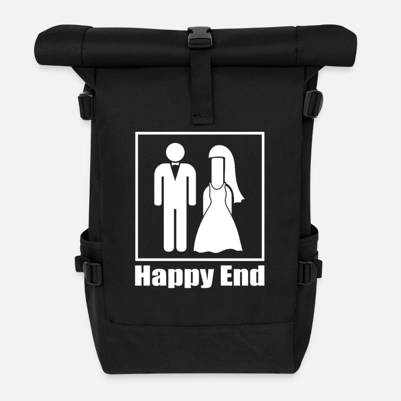The true happy ending wedding - Roll Top Backpack - black
