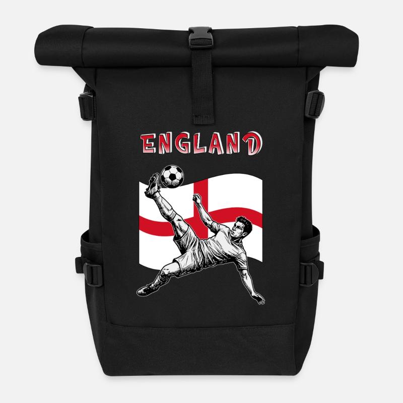 Football England Flag Overhead Kick - Roll Top Backpack - black