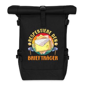 Paketzusteller RESPEKTIERE DEN BRIEFTRÄGER LUSTIG - Rolltop Rucksack - Schwarz - Vorne