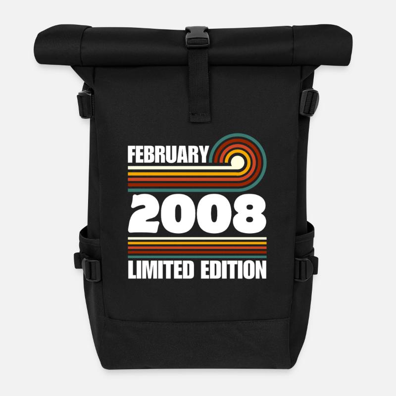 Limited Edition 2008 18. Geburtstag Geschenk - Rolltop Rucksack - Schwarz