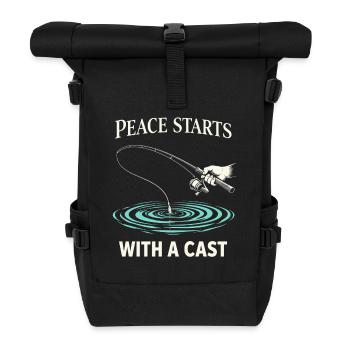 Stressabbau, Angeln, Psychische Gesundheit - Rolltop Rucksack - Schwarz - Vorne