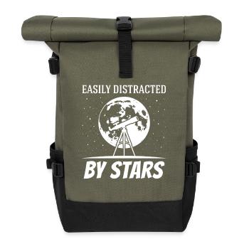 Easily Distracted by Stars Astronomie Design - Rolltop Rucksack - Olive/Schwarz - Vorne