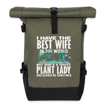 Best Wife She Scares Me Funnily - Roll Top Backpack - olive/black - Front