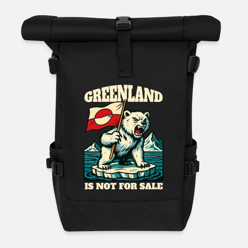 Greenland Is Not For Sale - Roll Top Backpack - black