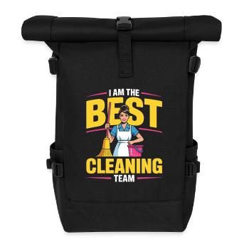 Cleaning Team Household Humor Motif - Roll Top Backpack - black - Front
