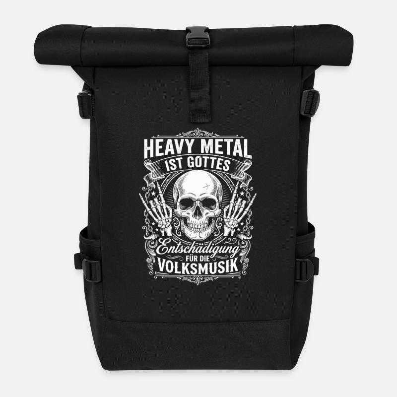 Heavy Metal God's Compensation Folk Music Design - Roll Top Backpack - black