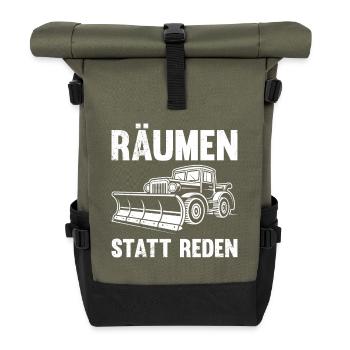 Schneeräumer RÄUMEN STATT REDEN Lustiges - Rolltop Rucksack - Olive/Schwarz - Vorne