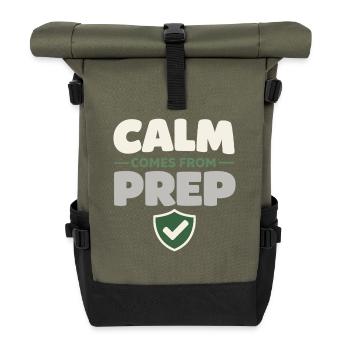 Calmness beats panic, lifestyle, - Roll Top Backpack - olive/black - Front