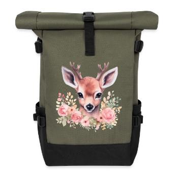 Motif traditionnel de cerf et de biche pour costumes féminins – Traditionnel - Sac à dos roll top - olive/noir - Devant