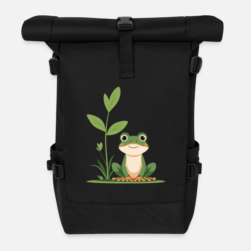 Petite grenouille dans la forêt d’herbe - Sac à dos roll top - noir