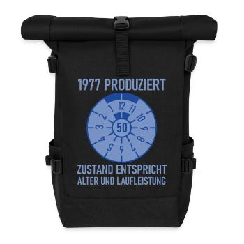 1977 Geboren 50. Geburtstag Auto Tuning - Rolltop Rucksack - Schwarz - Vorne