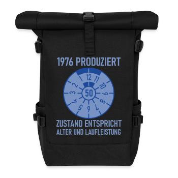 1976 Geboren 50. Geburtstag Auto Tuning - Rolltop Rucksack - Schwarz - Vorne