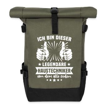 Haustechniker Legende - Rolltop Rucksack - Olive/Schwarz - Vorne