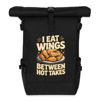 BBQ Wings Sports Evening Snack Motif - Roll Top Backpack - black - Front