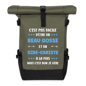 Beau gosse et side-cariste - Sac à dos roll top - olive/noir - Devant