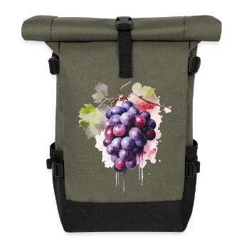 Raisins Aquarelle - Sac à dos roll top - olive/noir - Devant