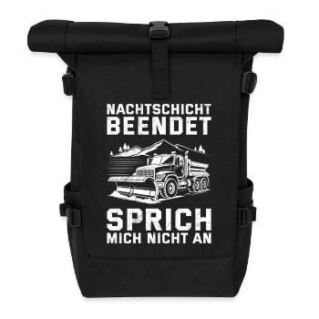 Winterdienst NACHTSCHICHT BEENDET SPRICH NICHT - Rolltop Rucksack - Schwarz - Vorne