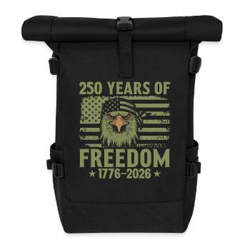 250 Jahre Freiheit 1776–2026 - Rolltop Rucksack - Schwarz - Vorne