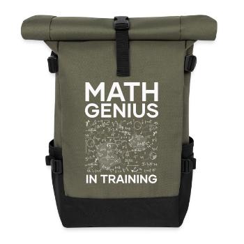 Mathe Genie in Ausbildung - Rolltop Rucksack - Olive/Schwarz - Vorne