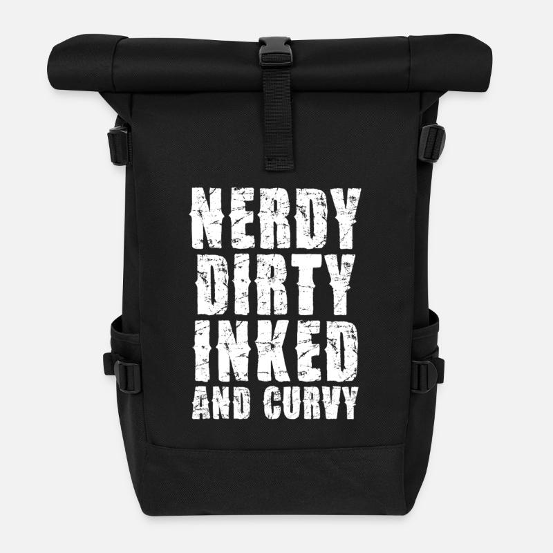 Nerdy Dirty Inked Typo - Rolltop Rucksack - Schwarz