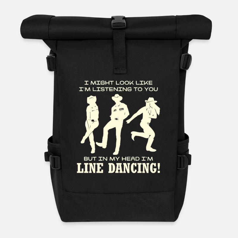 Line Dancing Silhouette Humor - Rolltop Rucksack - Schwarz