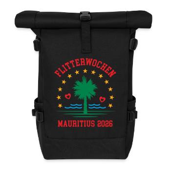 Flitterwochen Mauritius 2026 Hochzeitsreise Urlaub - Rolltop Rucksack - Schwarz - Vorne